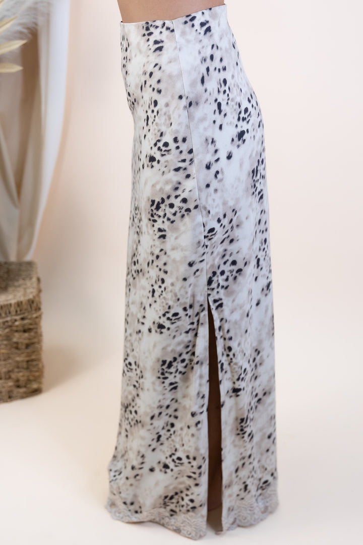 "Wild Elegance" Skirt (Taupe/Black Animal)