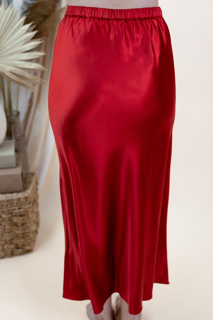 "Park Avenue Glam" Midi Skirt (Red)