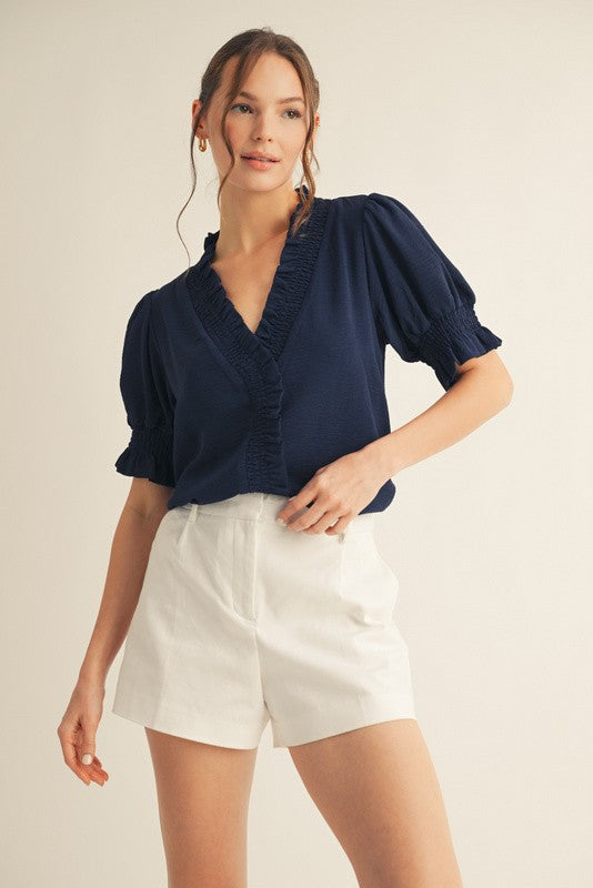 "Flirty Little Secret" Blouse (Navy)