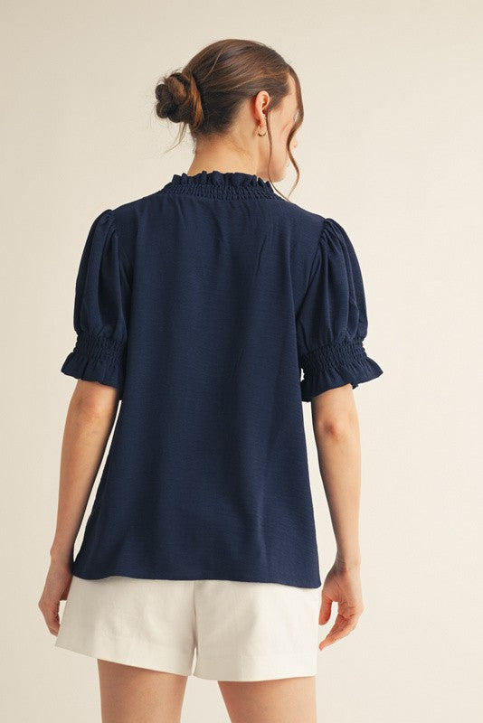 "Flirty Little Secret" Blouse (Navy)