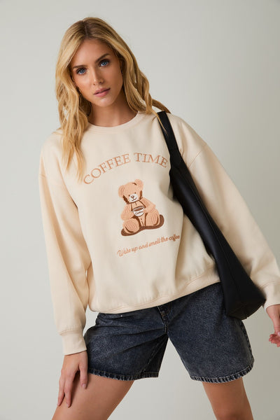 "Coffee Time" Sweatshirt (Cream)