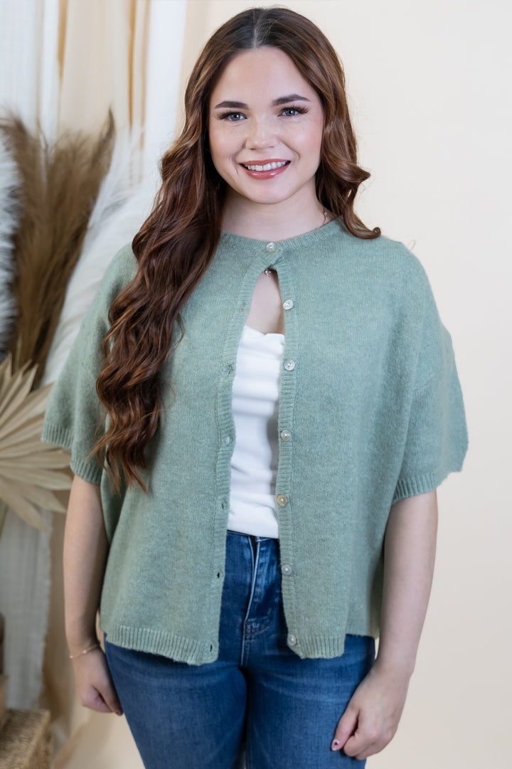 "Meadow Mist" Cardigan (Light Green)