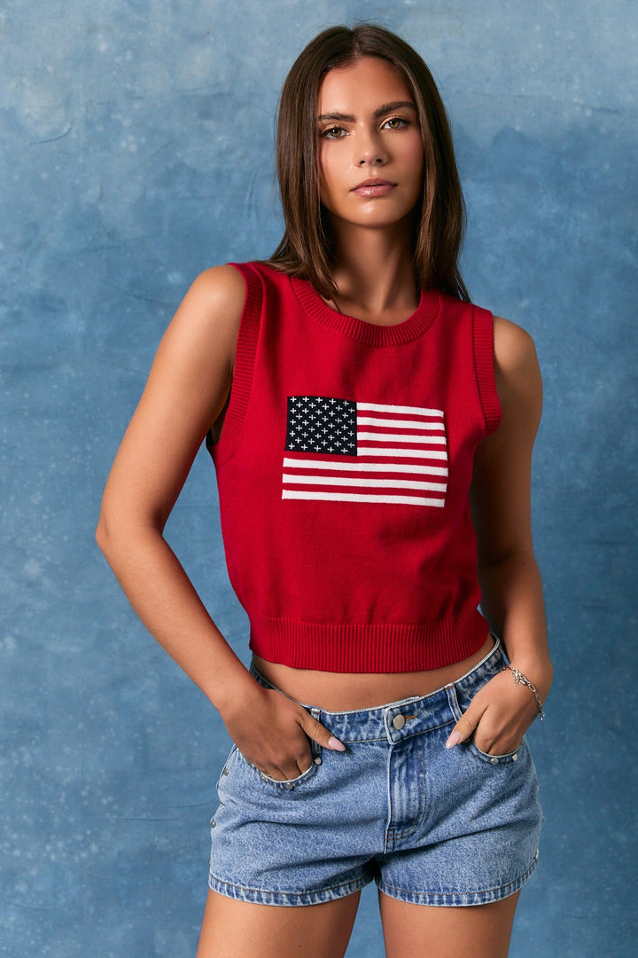 "Stars & Style" Sweater Top (Red)