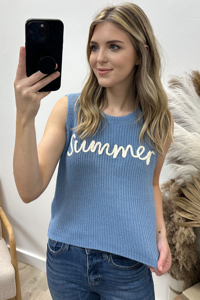 “Summer Sunset” Tank (Light Blue)