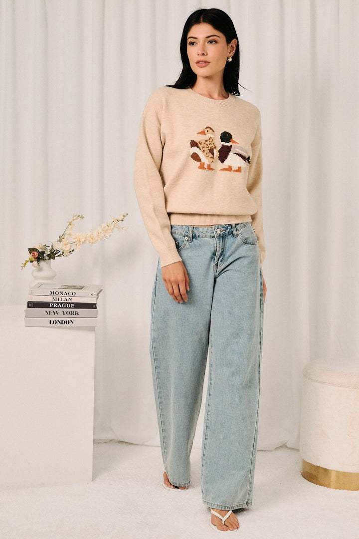 "Duck Duck Cute" Sweater (Oatmeal)