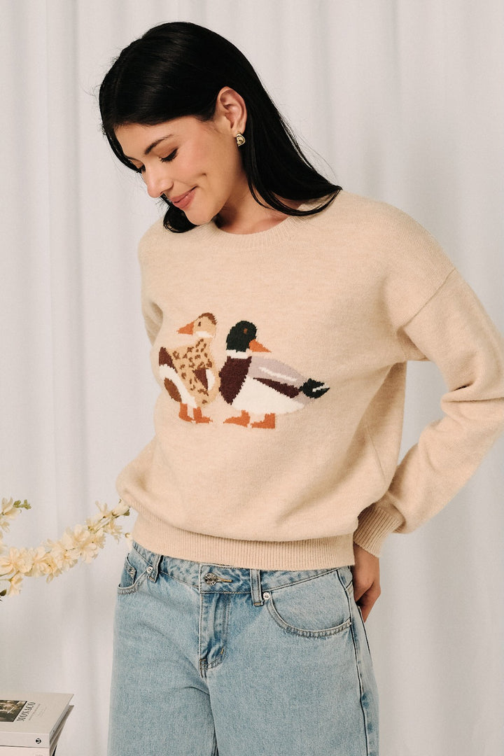 "Duck Duck Cute" Sweater (Oatmeal)