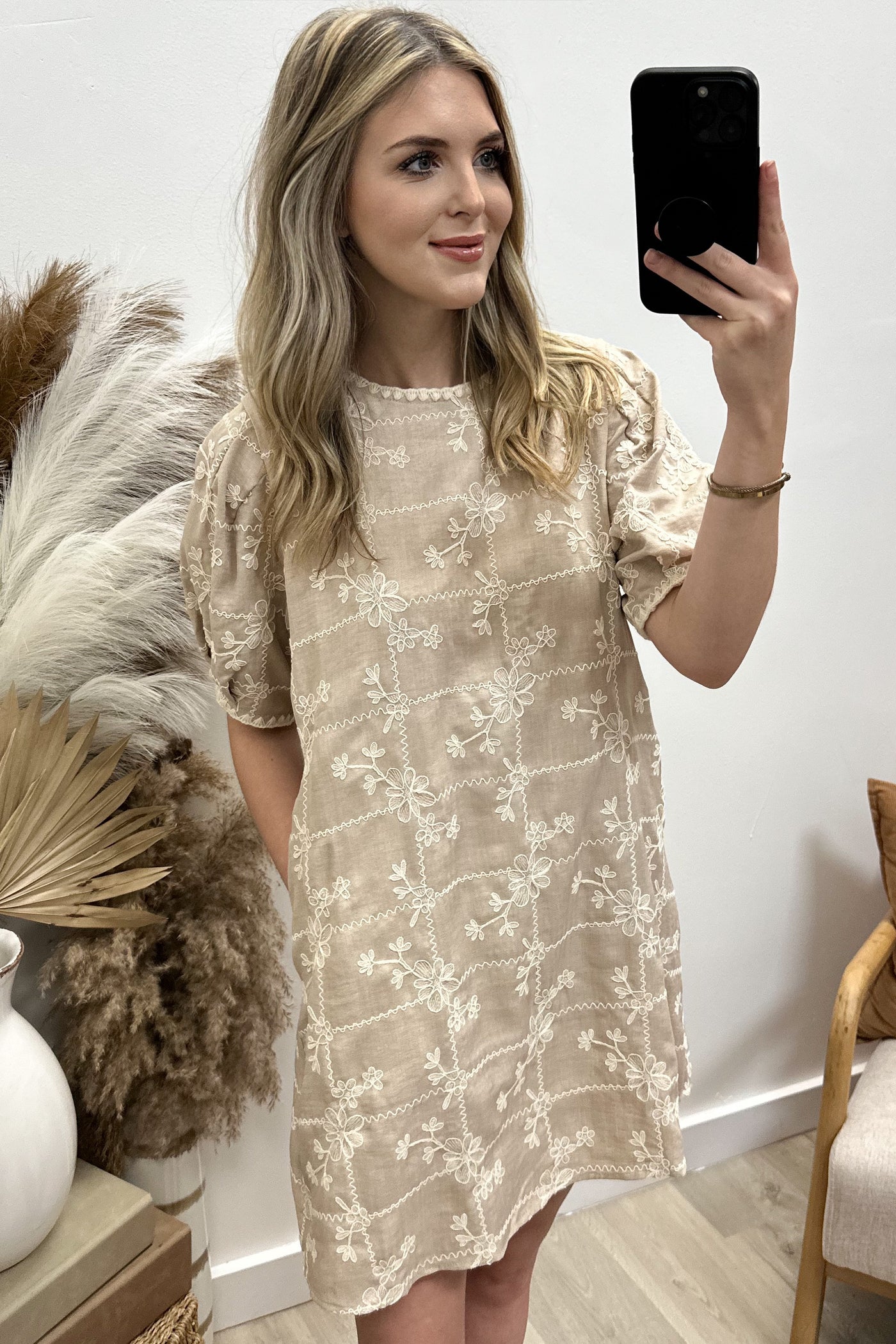 "Happy To Be Here" Dress (Taupe)