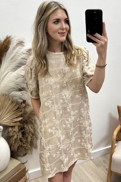 "Happy To Be Here" Dress (Taupe)