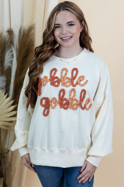 "Gobble Gobble" Sweatshirt (Cream)