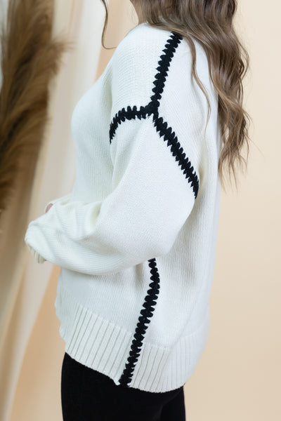 "Bold Lines" Sweater (Cream)
