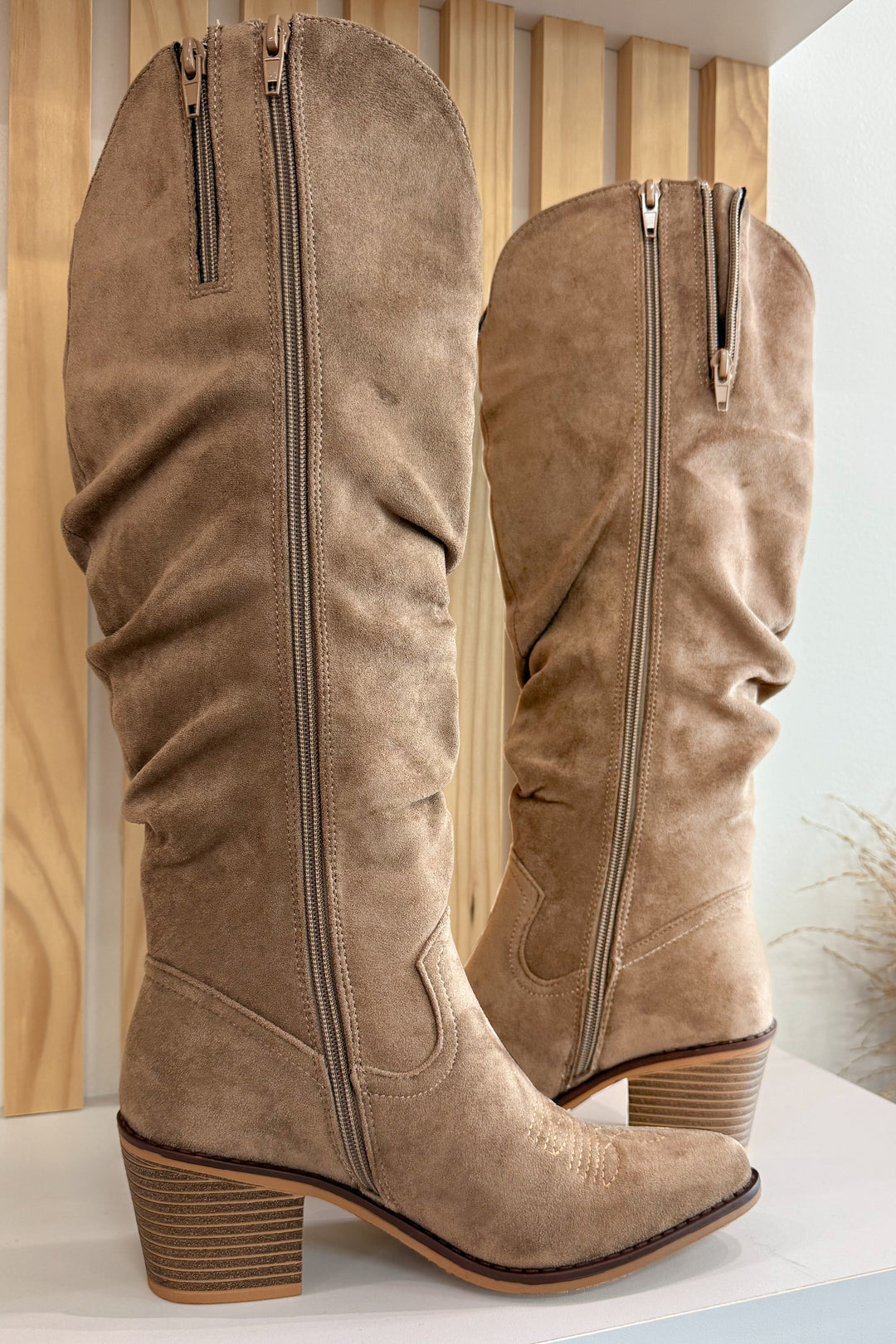 Whitney Tall Boots (Taupe)