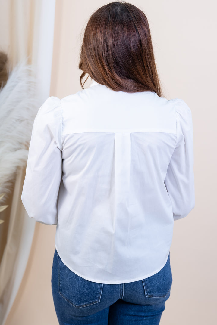 "Corporate Chic" Button Up (Ivory)