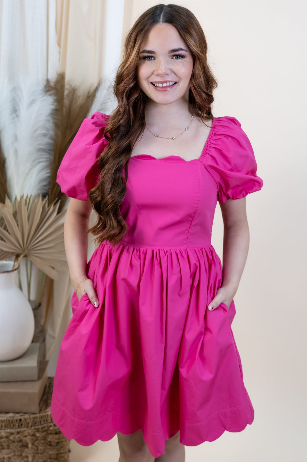 "Flirty Finish" Dress (Fuchsia)