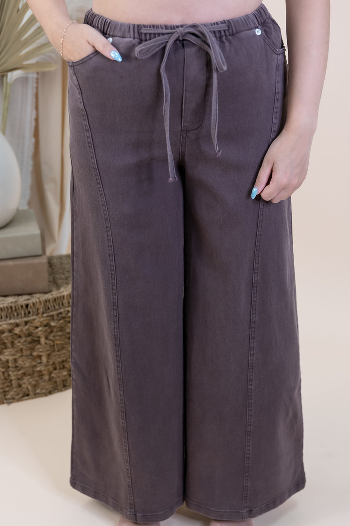 "Salt & Sage" Wide Leg Pants (Brown)