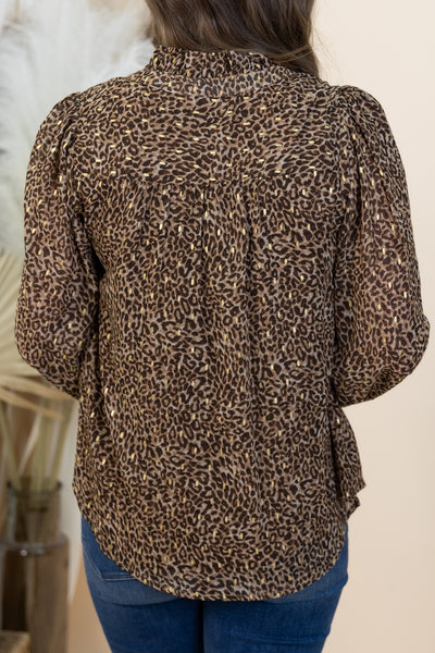 "Wild Things" Blouse (Taupe/Animal)