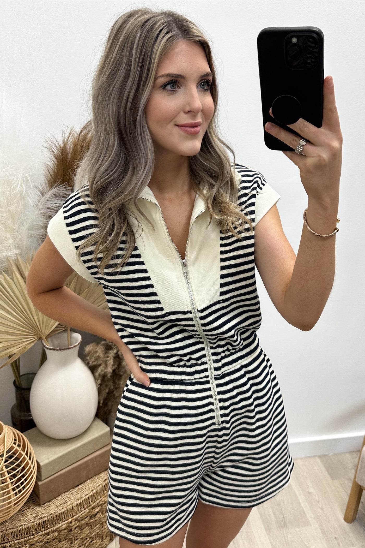 "Sailor Chic" Romper (Navy)