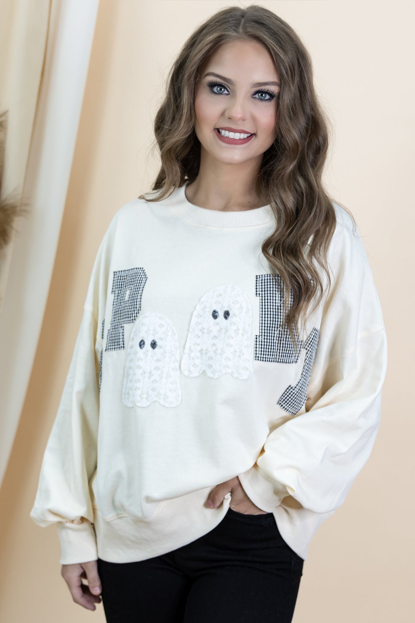 "Spooky Boo" Sweatshirt (Cream)