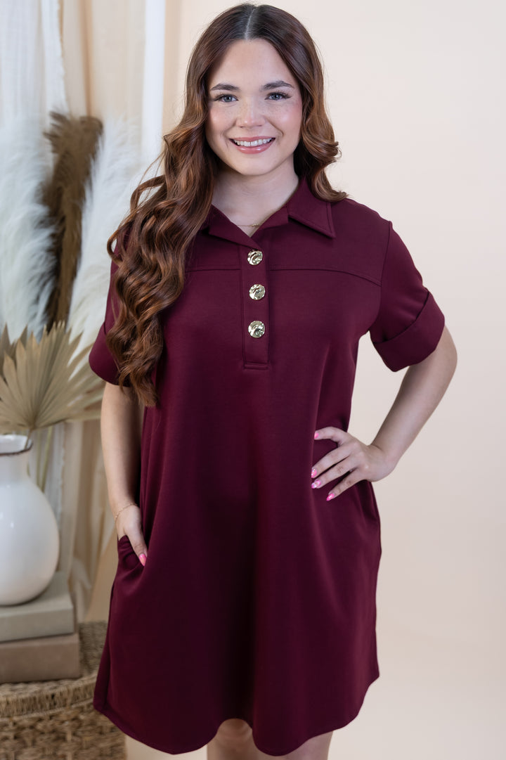 "Rich In Romance" Dress (Wine)