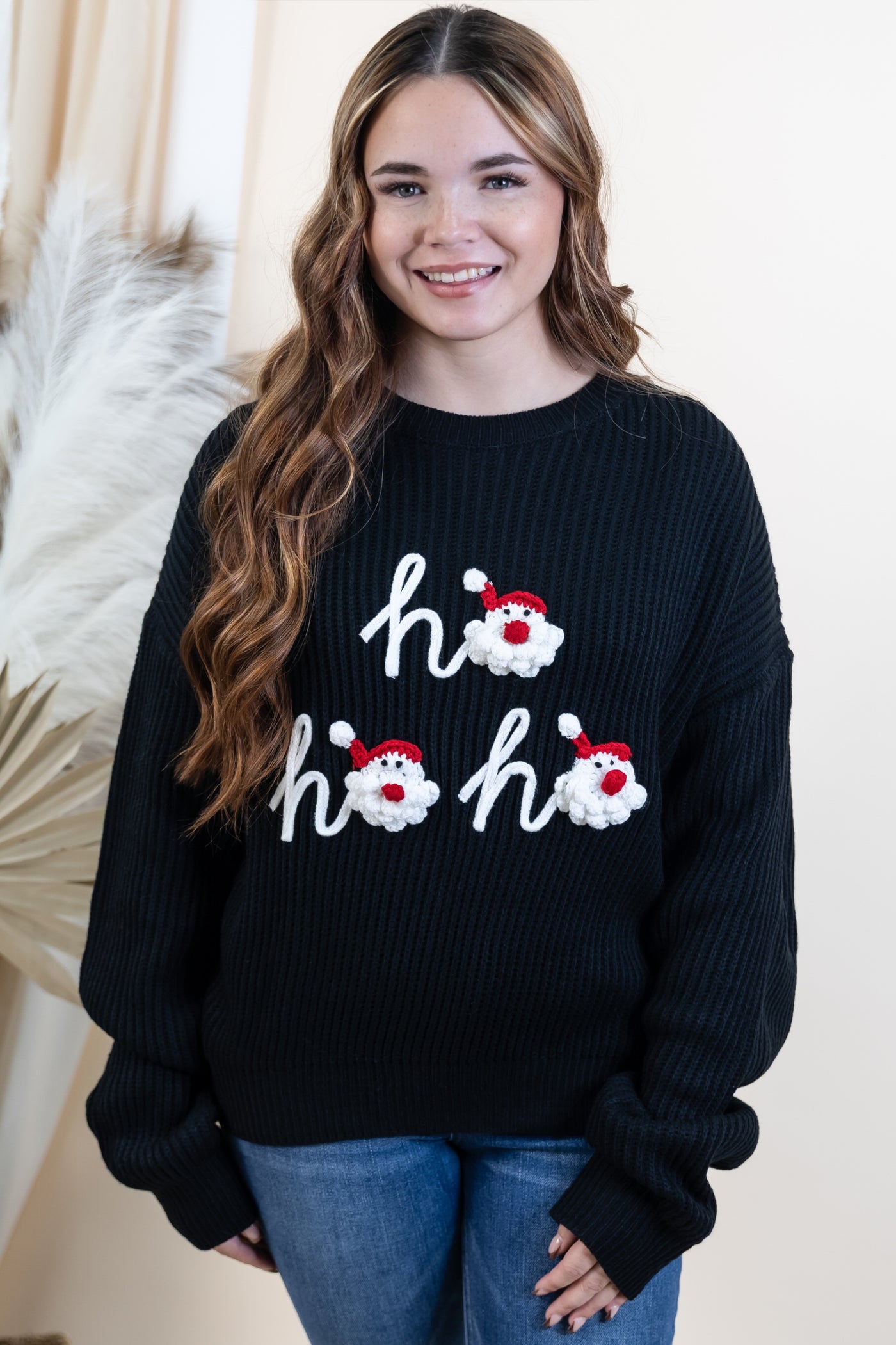 "Ho Ho Hooked" Sweater (Black)