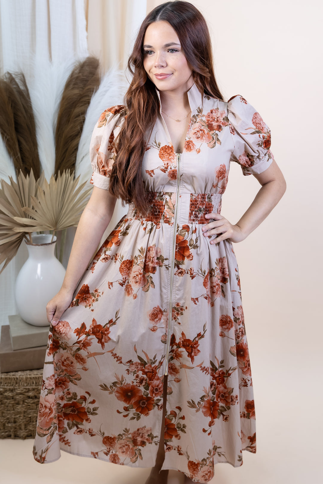 "Blooming Good Times" Dress (Taupe)