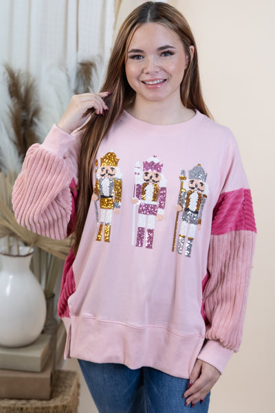 "Nutcracker March" Sweater (Dusty Pink/Berry)