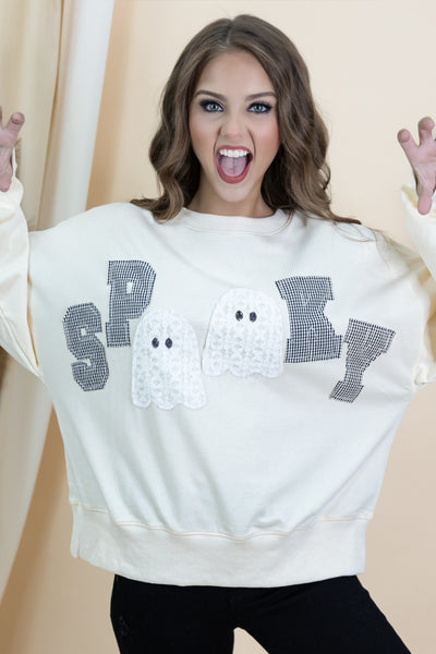 "Spooky Boo" Sweatshirt (Cream)