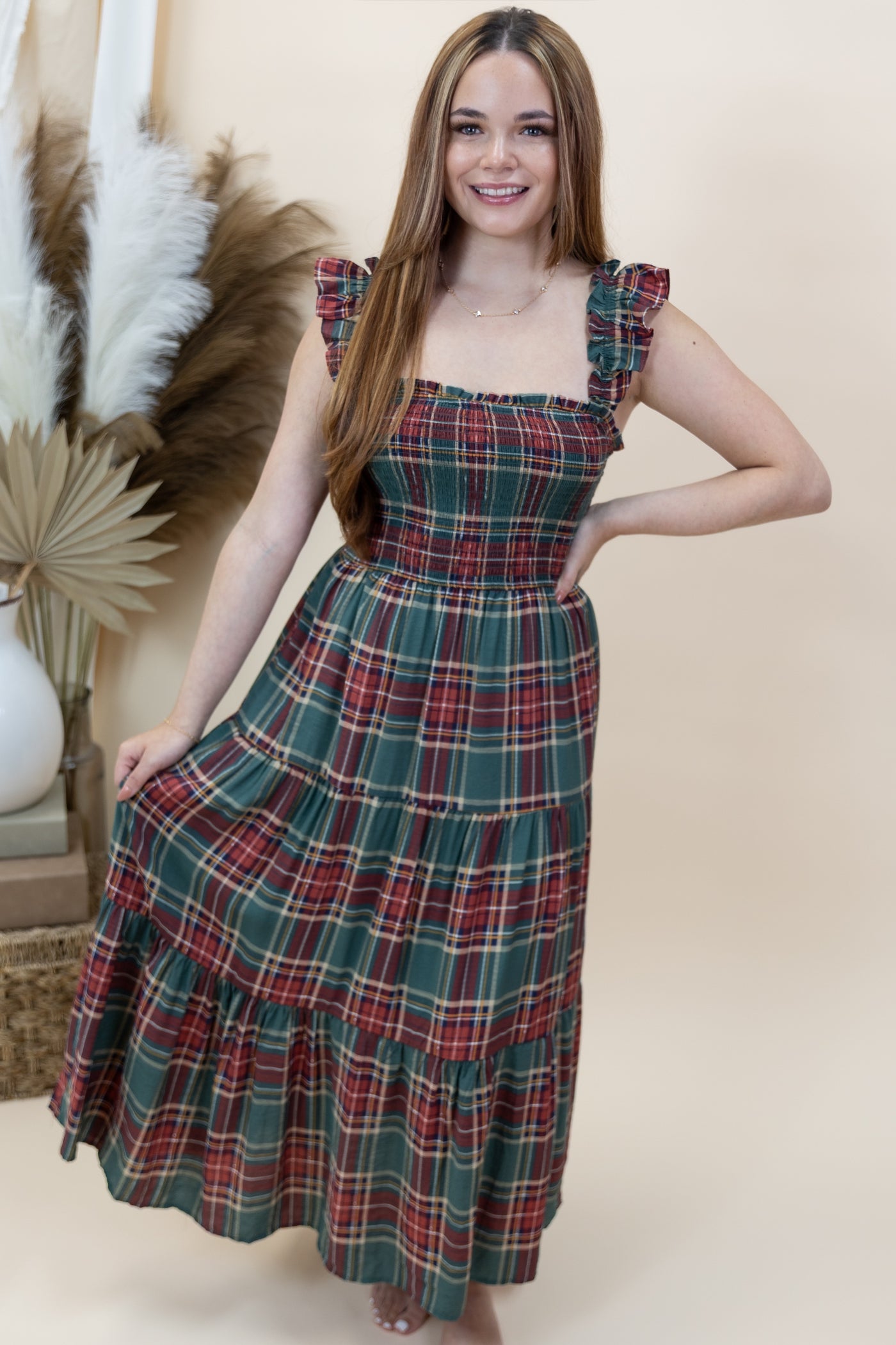 "Elegance Defined" Dress (Green Multi)