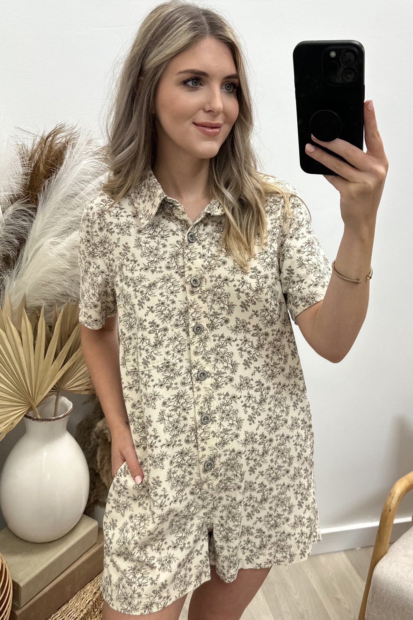 "Ready To Go" Romper (Natural/Brown)