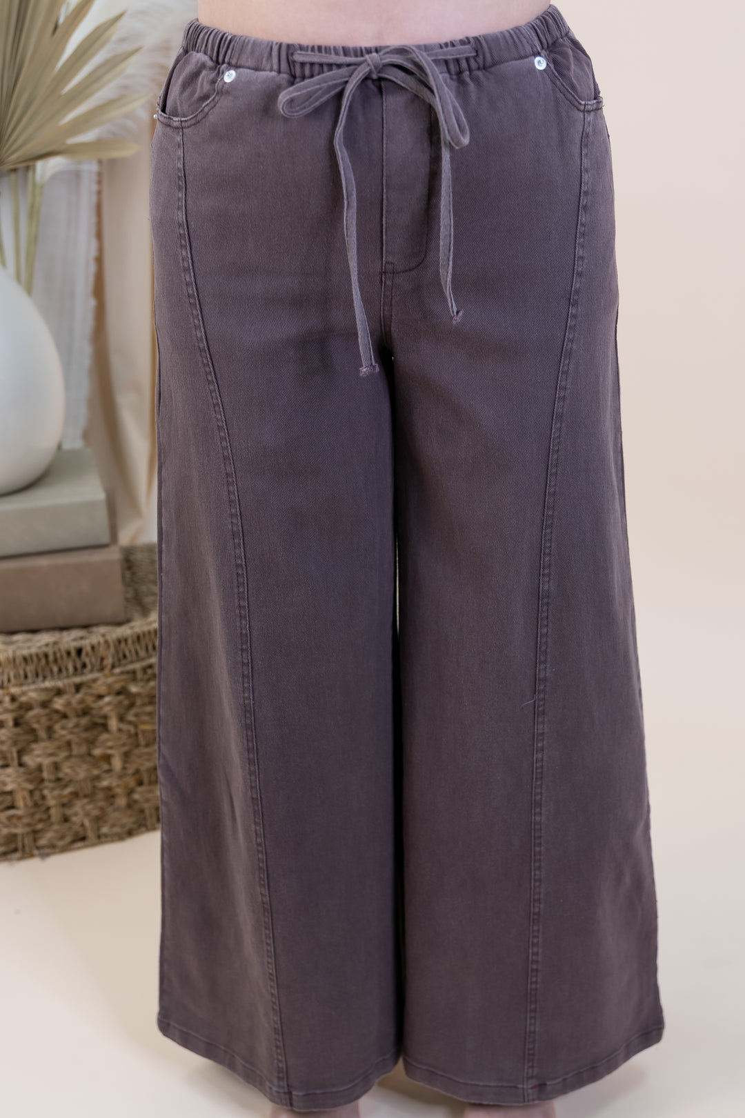 "Salt & Sage" Wide Leg Pants (Brown)