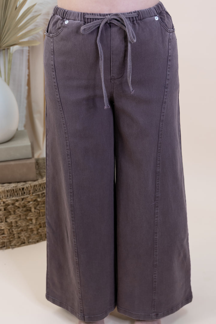 "Salt & Sage" Wide Leg Pants (Brown)