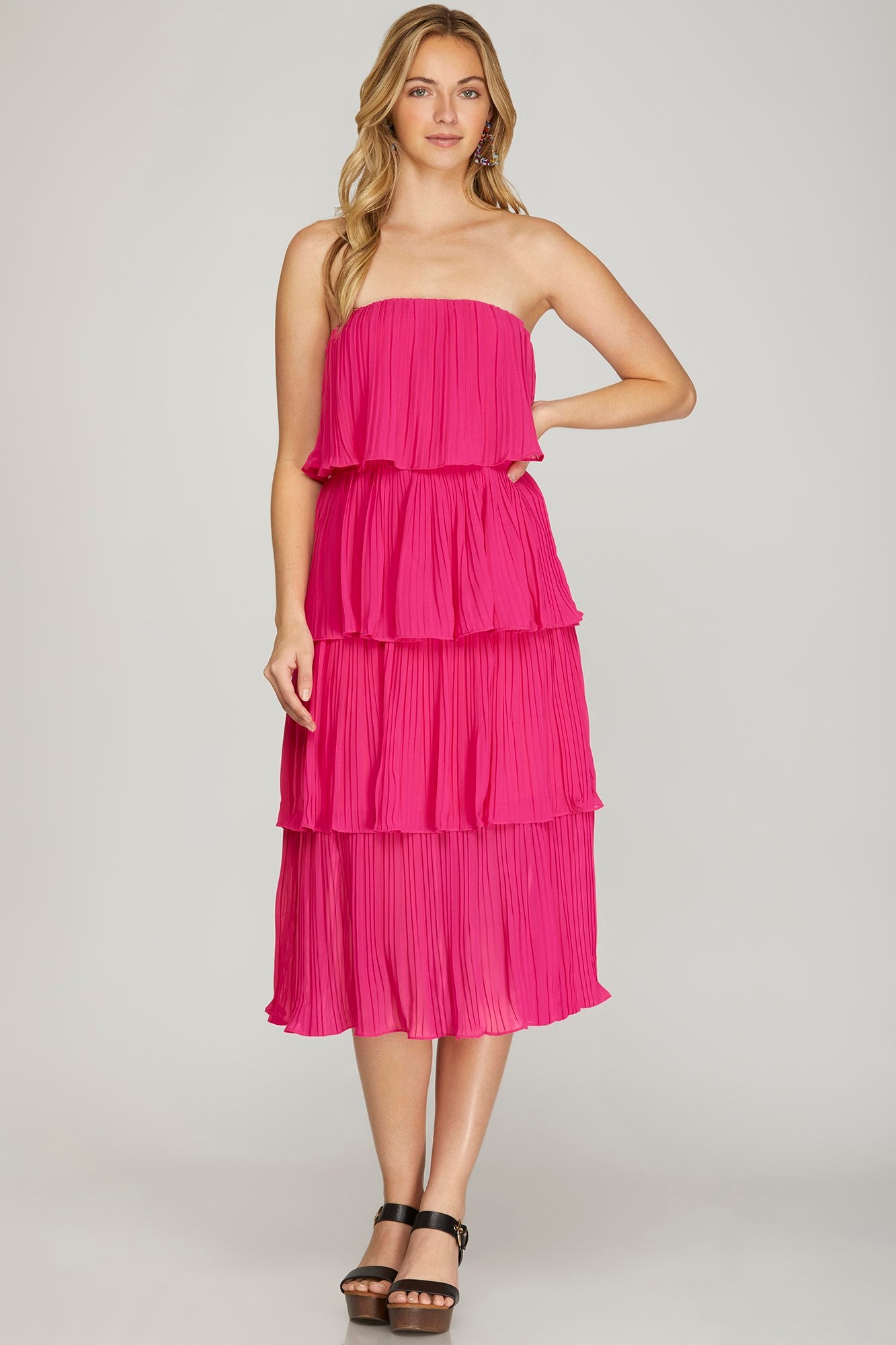 "Soft Cascade" Dress (Hot Pink)