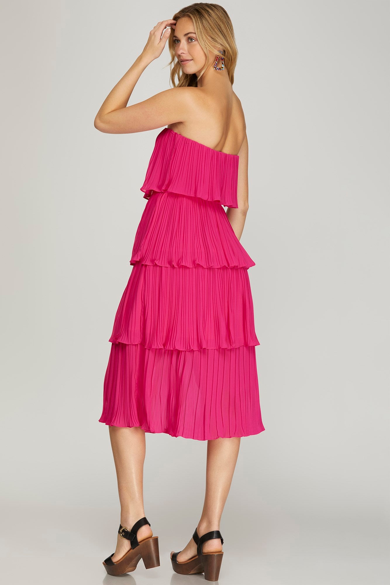 "Soft Cascade" Dress (Hot Pink)