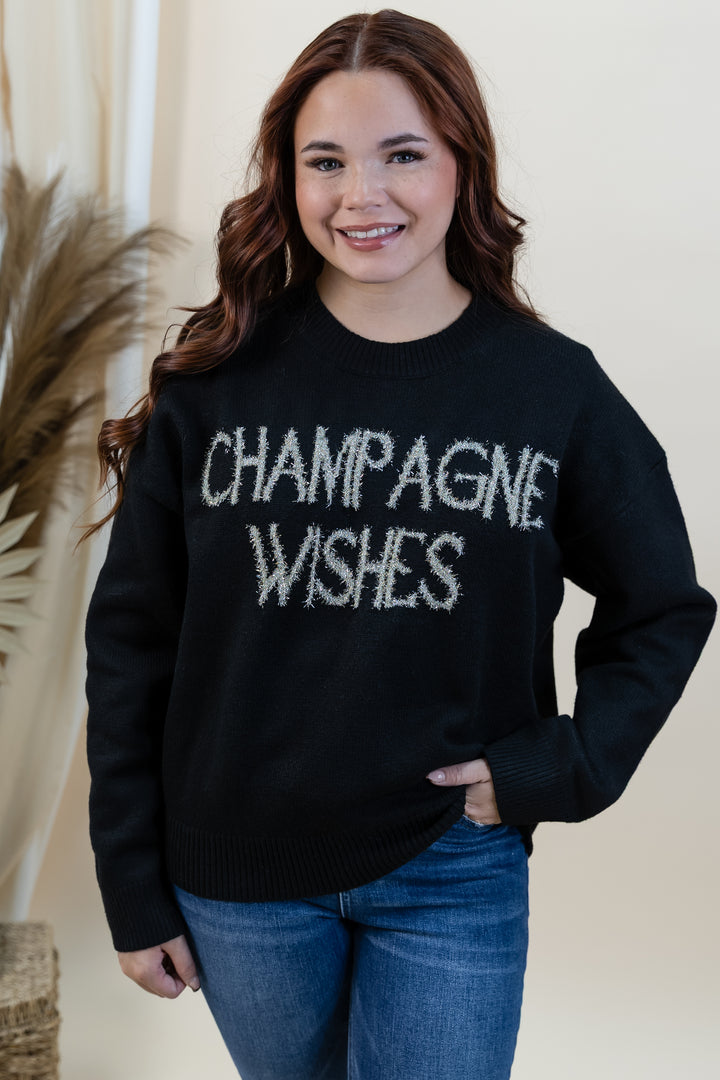"Champagne Wishes" Sweater (Black)