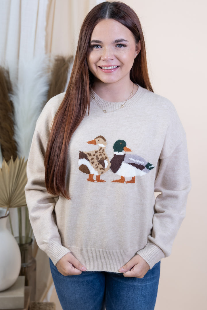 "Duck Duck Cute" Sweater (Oatmeal)