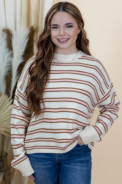 "Keeping Promises" Sweater (Camel/Pink)