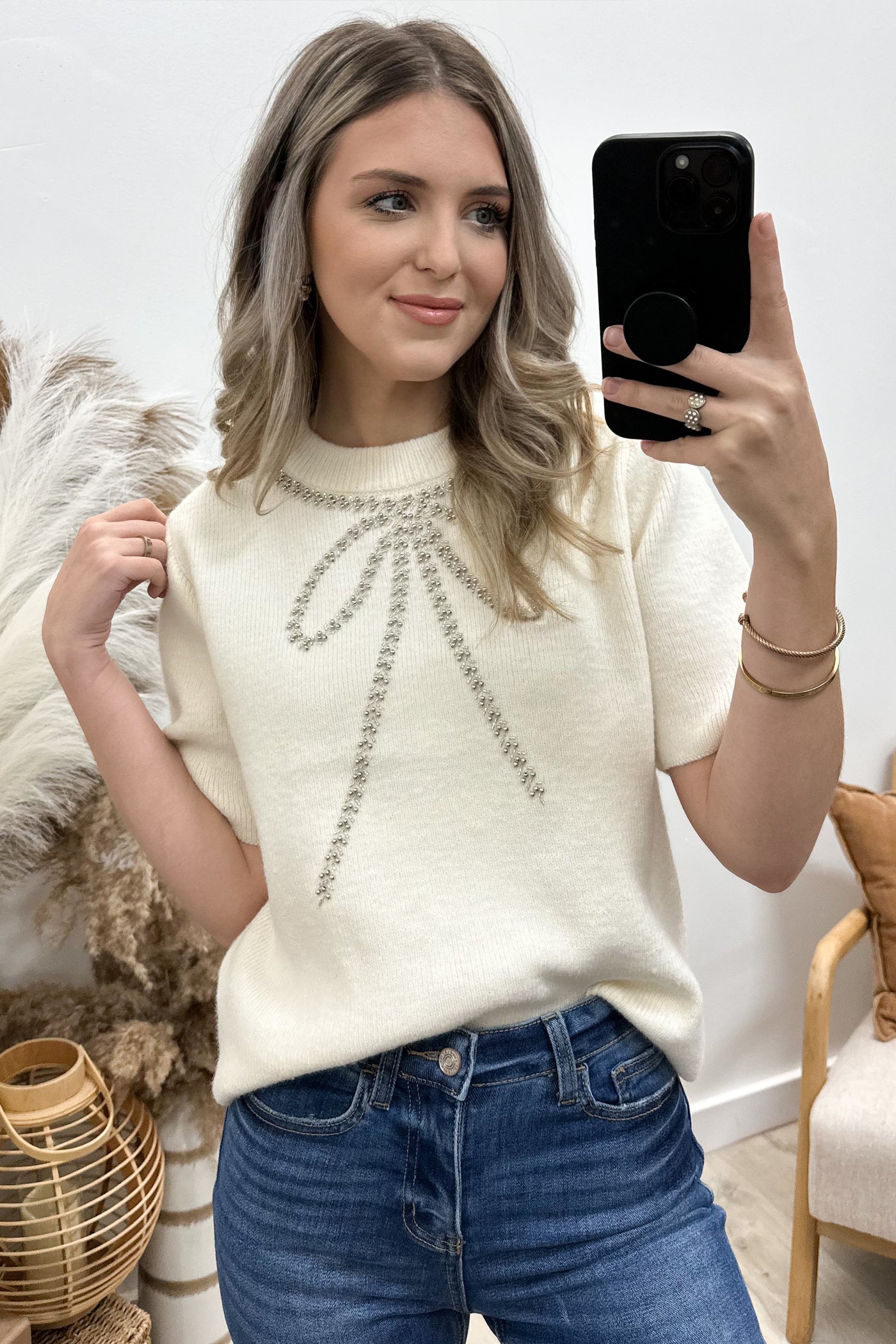 "All Wrapped Up" Sweater Top (Snow)