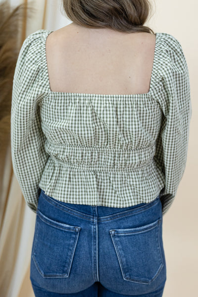 "Balanced Perfection" Top (Olive/Ivory Gingham)