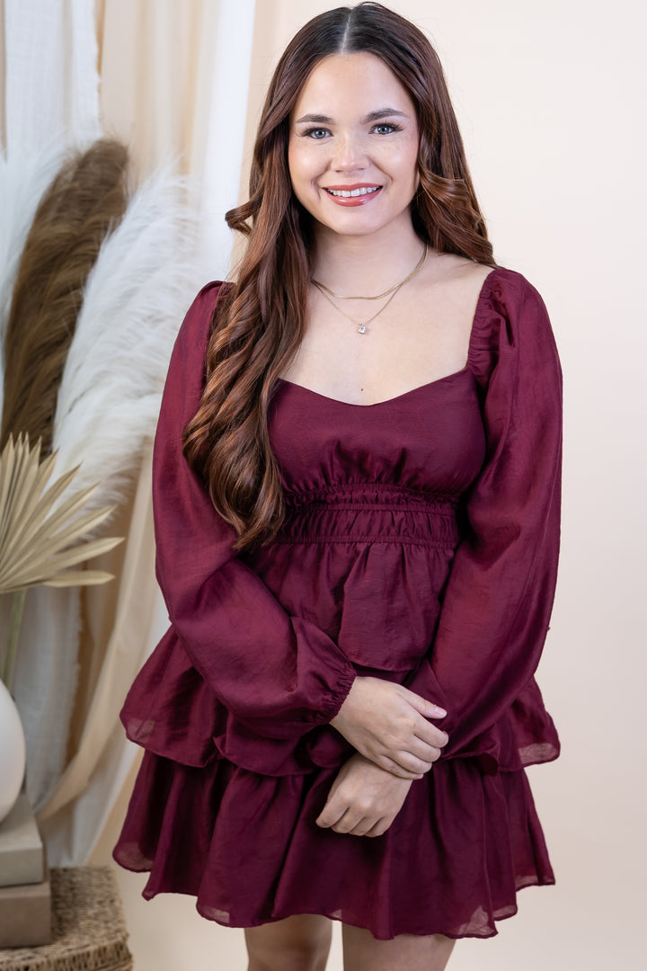 "Pretty Plans Ahead" Dress (Burgundy)