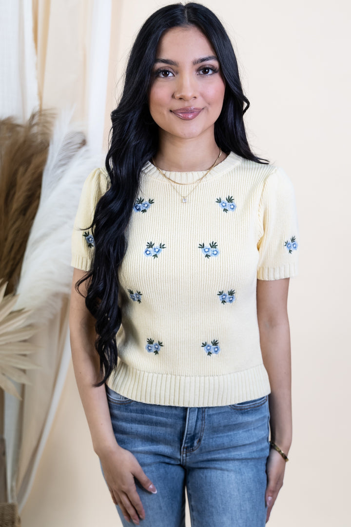 "Spring In Bloom" Top (Butter Yellow Multi)