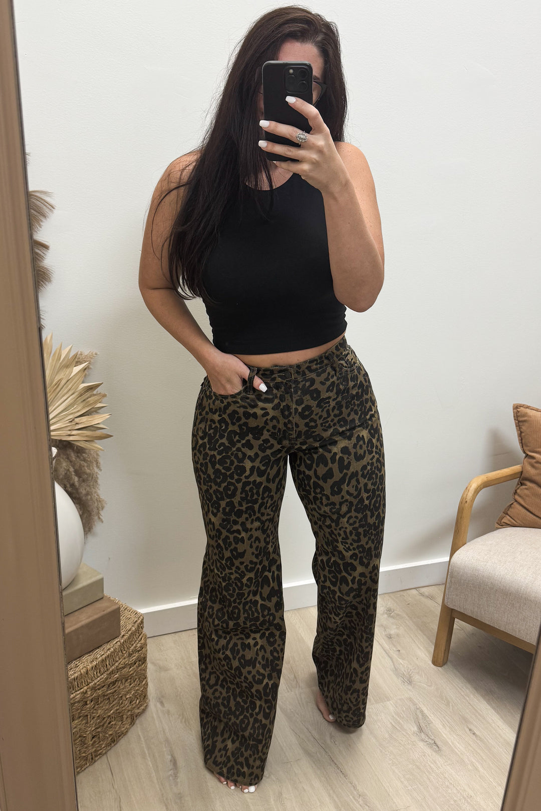 Zara Wide Leg Jeans (Leopard)