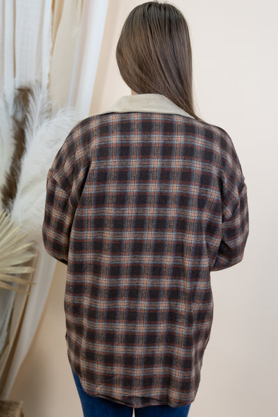 "Cabin Comfort" Shacket (Brown)