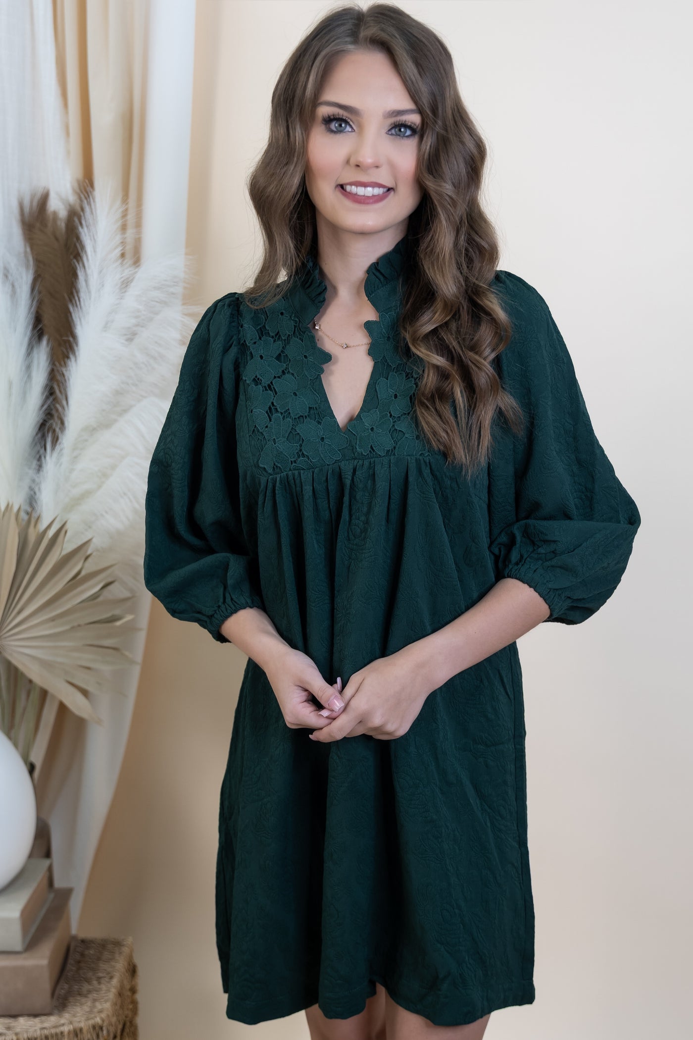 "Evergreen Elegance" Dress (Hunter Green)