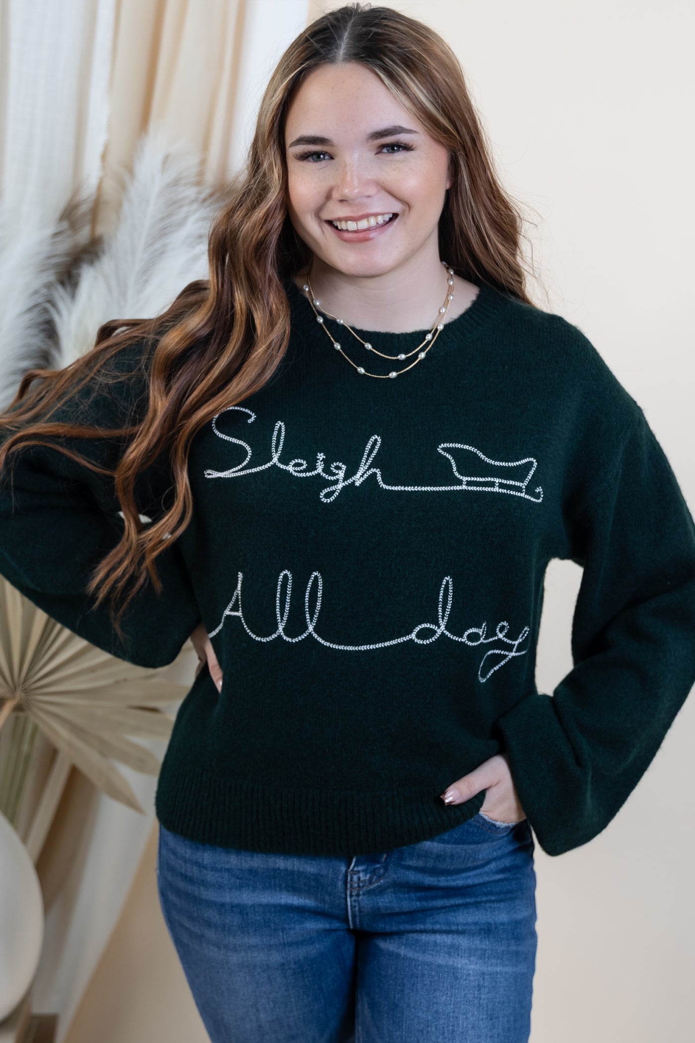 "Sleigh All Day" Sweater (Green)