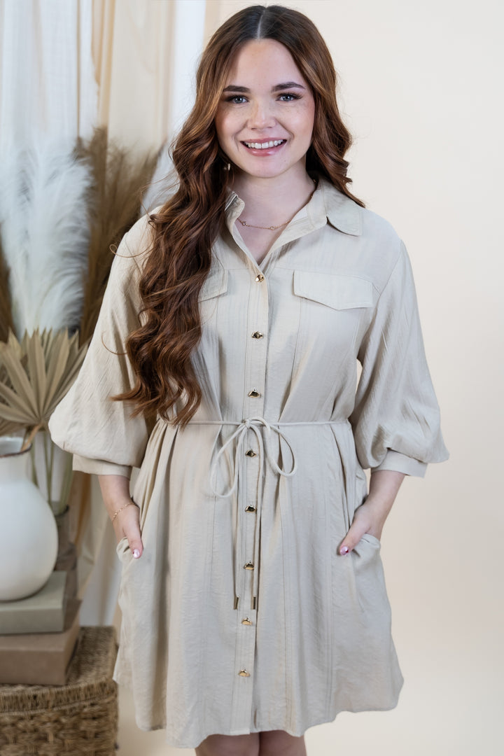 "No Strings Attached" Dress (Light Taupe)