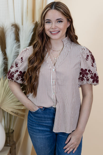 "Feeling Like Yourself" Blouse (Burgundy)