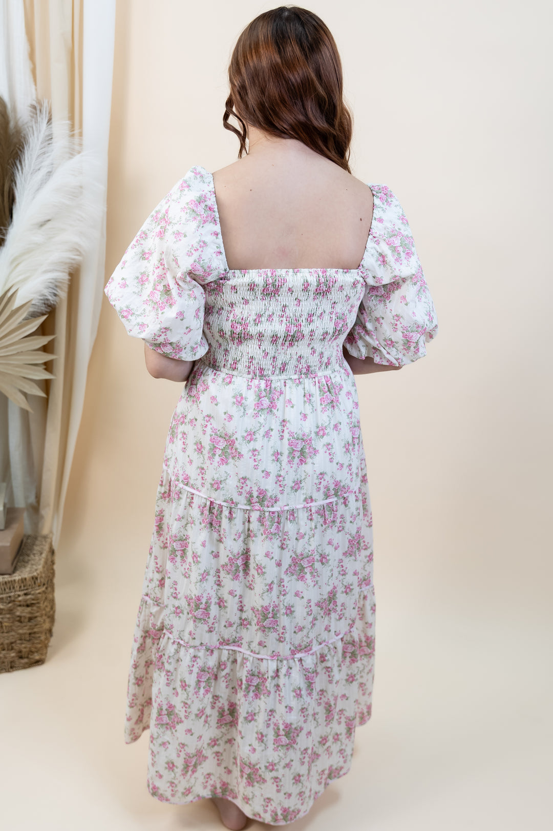 "Front & Center" Dress (Off White/Pink)