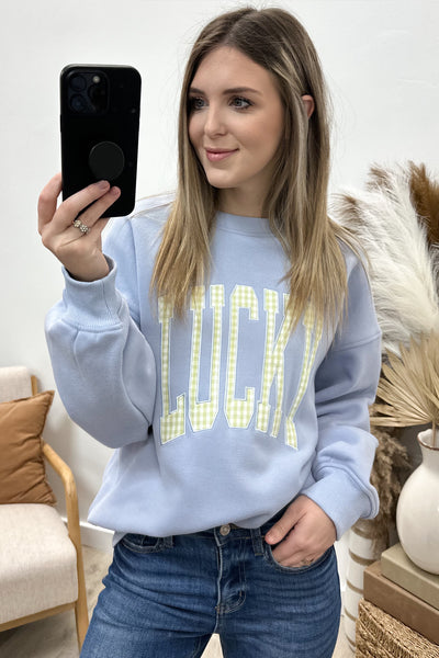 "Feeling Lucky" Sweatshirt (Light Blue)