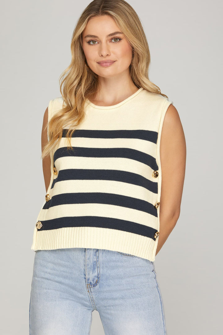 "Dockside Darling" Top (Navy)