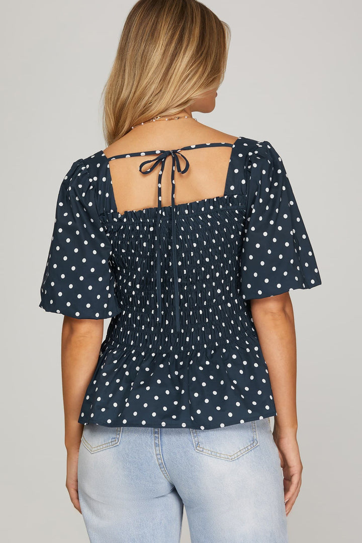 "Dotted Darling" Top (Navy/Off White)