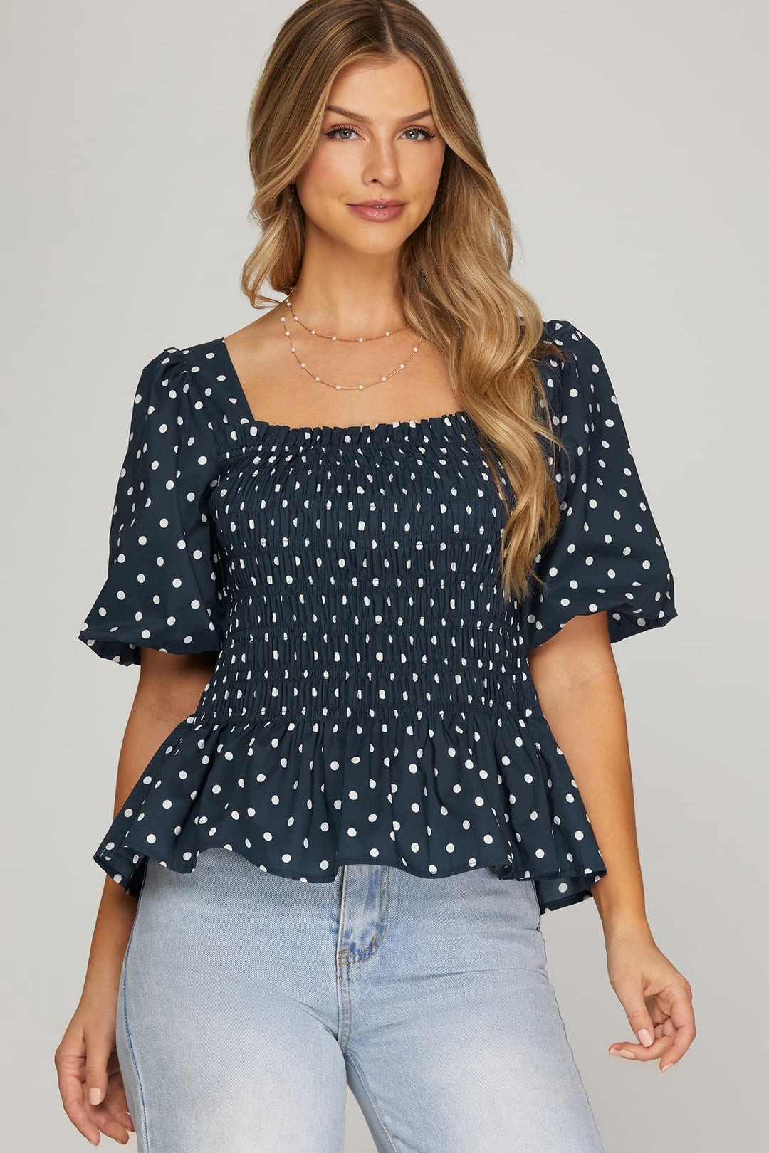 "Dotted Darling" Top (Navy/Off White)